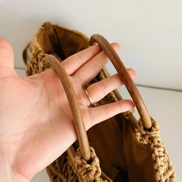 Sold.  Free People Brown Point Break Macrame Multi-Way Bag - Picture 10 of 12